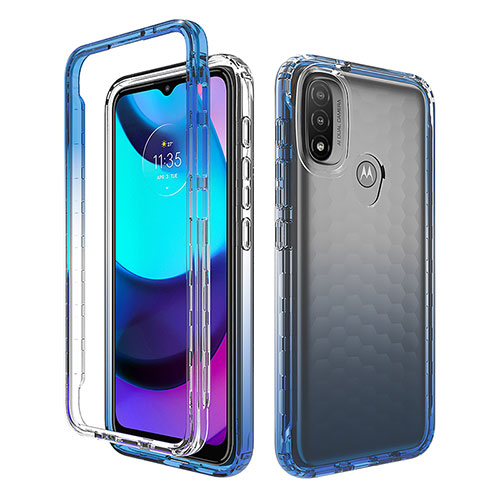 Ultra-thin Transparent Gel Gradient Soft Matte Finish Front and Back Case 360 Degrees Cover for Motorola Moto E40 Blue