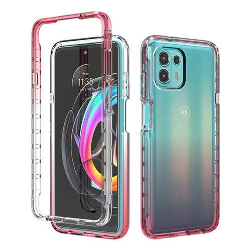 Ultra-thin Transparent Gel Gradient Soft Matte Finish Front and Back Case 360 Degrees Cover for Motorola Moto Edge 20 Lite 5G Red