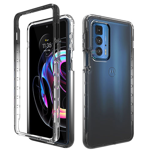 Ultra-thin Transparent Gel Gradient Soft Matte Finish Front and Back Case 360 Degrees Cover for Motorola Moto Edge 20 Pro 5G Black