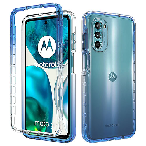 Ultra-thin Transparent Gel Gradient Soft Matte Finish Front and Back Case 360 Degrees Cover for Motorola Moto Edge (2022) 5G Blue