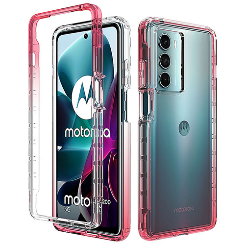 Ultra-thin Transparent Gel Gradient Soft Matte Finish Front and Back Case 360 Degrees Cover for Motorola Moto Edge S30 5G Red