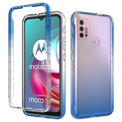 Ultra-thin Transparent Gel Gradient Soft Matte Finish Front and Back Case 360 Degrees Cover for Motorola Moto G10 Blue