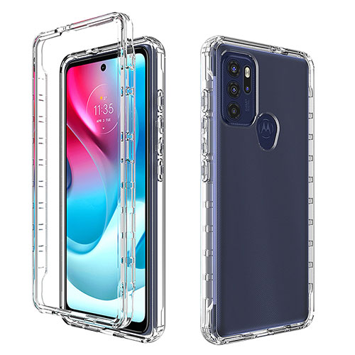 Ultra-thin Transparent Gel Gradient Soft Matte Finish Front and Back Case 360 Degrees Cover for Motorola Moto G60s Clear