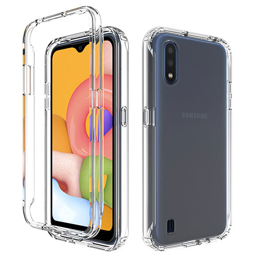 Ultra-thin Transparent Gel Gradient Soft Matte Finish Front and Back Case 360 Degrees Cover for Samsung Galaxy A01 SM-A015 Clear