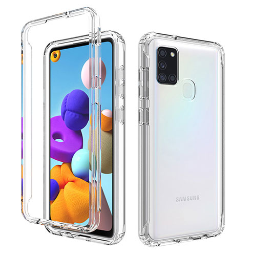 Ultra-thin Transparent Gel Gradient Soft Matte Finish Front and Back Case 360 Degrees Cover for Samsung Galaxy A21s Clear