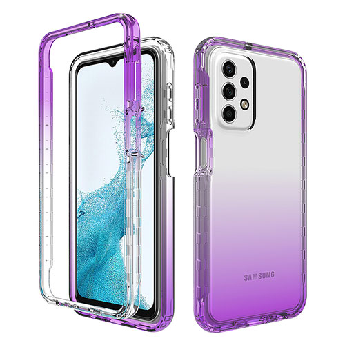 Ultra-thin Transparent Gel Gradient Soft Matte Finish Front and Back Case 360 Degrees Cover for Samsung Galaxy A23 5G Purple