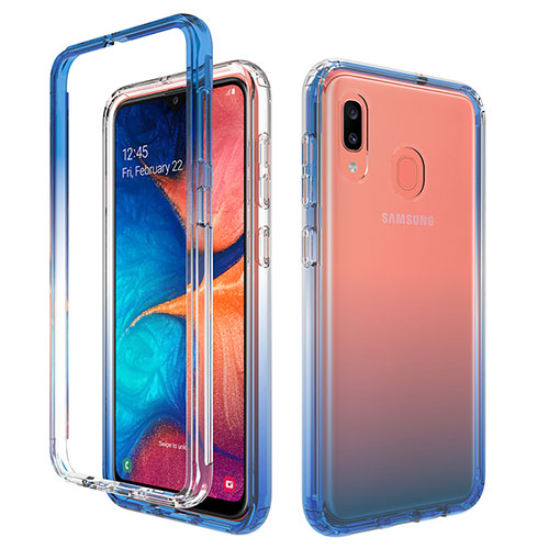 Ultra-thin Transparent Gel Gradient Soft Matte Finish Front and Back Case 360 Degrees Cover for Samsung Galaxy A30 Blue
