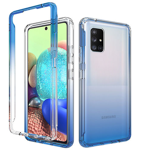 Ultra-thin Transparent Gel Gradient Soft Matte Finish Front and Back Case 360 Degrees Cover for Samsung Galaxy A71 4G A715 Blue