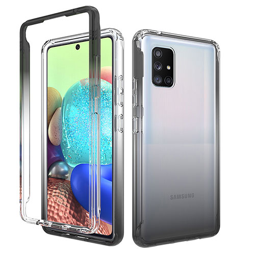 Ultra-thin Transparent Gel Gradient Soft Matte Finish Front and Back Case 360 Degrees Cover for Samsung Galaxy A71 4G A715 Dark Gray