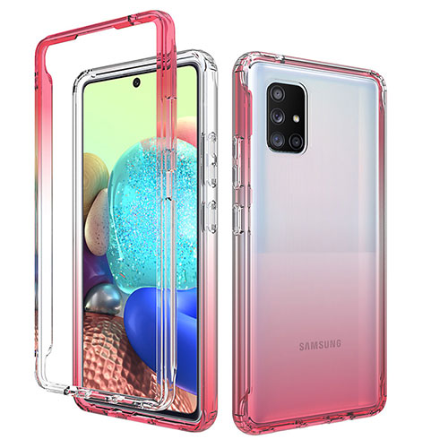 Ultra-thin Transparent Gel Gradient Soft Matte Finish Front and Back Case 360 Degrees Cover for Samsung Galaxy A71 4G A715 Red