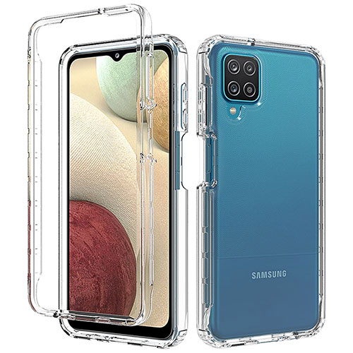 Ultra-thin Transparent Gel Gradient Soft Matte Finish Front and Back Case 360 Degrees Cover for Samsung Galaxy M12 Clear