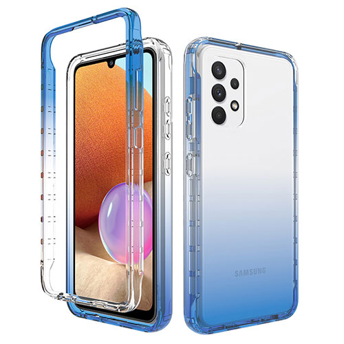 Ultra-thin Transparent Gel Gradient Soft Matte Finish Front and Back Case 360 Degrees Cover for Samsung Galaxy M32 5G Blue