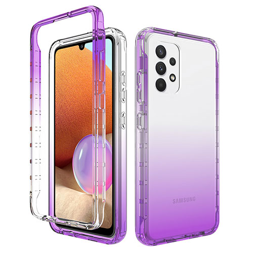 Ultra-thin Transparent Gel Gradient Soft Matte Finish Front and Back Case 360 Degrees Cover for Samsung Galaxy M32 5G Purple