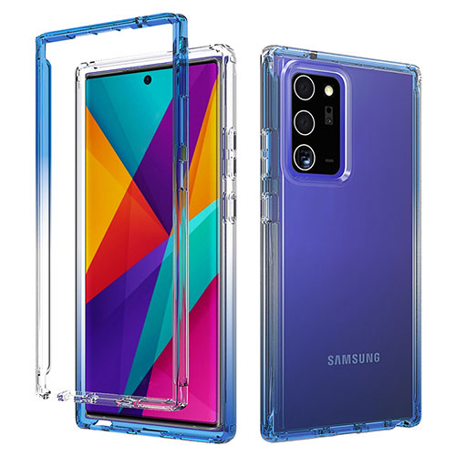 Ultra-thin Transparent Gel Gradient Soft Matte Finish Front and Back Case 360 Degrees Cover for Samsung Galaxy Note 20 Ultra 5G Blue