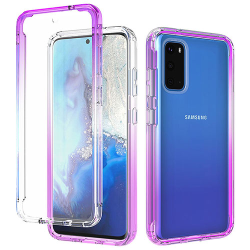 Ultra-thin Transparent Gel Gradient Soft Matte Finish Front and Back Case 360 Degrees Cover for Samsung Galaxy S20 5G Purple