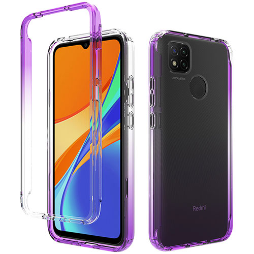 Ultra-thin Transparent Gel Gradient Soft Matte Finish Front and Back Case 360 Degrees Cover for Xiaomi POCO C31 Purple