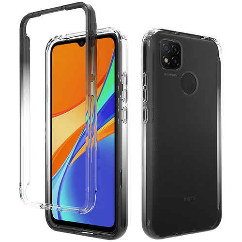 Ultra-thin Transparent Gel Gradient Soft Matte Finish Front and Back Case 360 Degrees Cover for Xiaomi Redmi 9C Blue