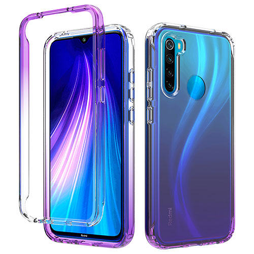Ultra-thin Transparent Gel Gradient Soft Matte Finish Front and Back Case 360 Degrees Cover for Xiaomi Redmi Note 8 (2021) Purple
