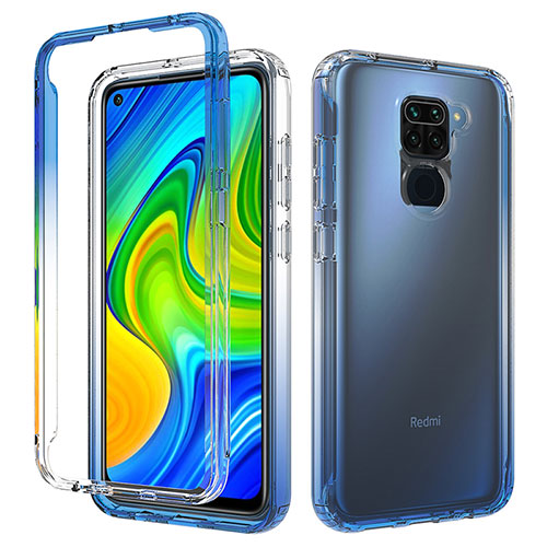 Ultra-thin Transparent Gel Gradient Soft Matte Finish Front and Back Case 360 Degrees Cover for Xiaomi Redmi Note 9 Blue