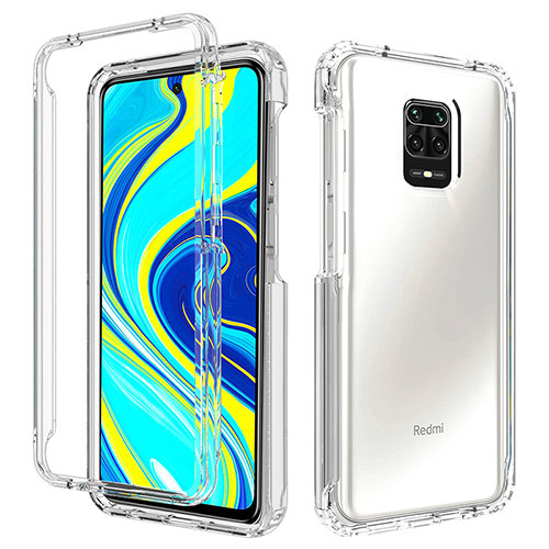 Ultra-thin Transparent Gel Gradient Soft Matte Finish Front and Back Case 360 Degrees Cover for Xiaomi Redmi Note 9 Pro Clear