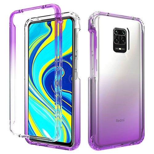 Ultra-thin Transparent Gel Gradient Soft Matte Finish Front and Back Case 360 Degrees Cover for Xiaomi Redmi Note 9 Pro Purple