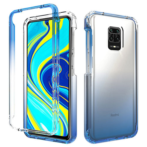 Ultra-thin Transparent Gel Gradient Soft Matte Finish Front and Back Case 360 Degrees Cover for Xiaomi Redmi Note 9S Blue