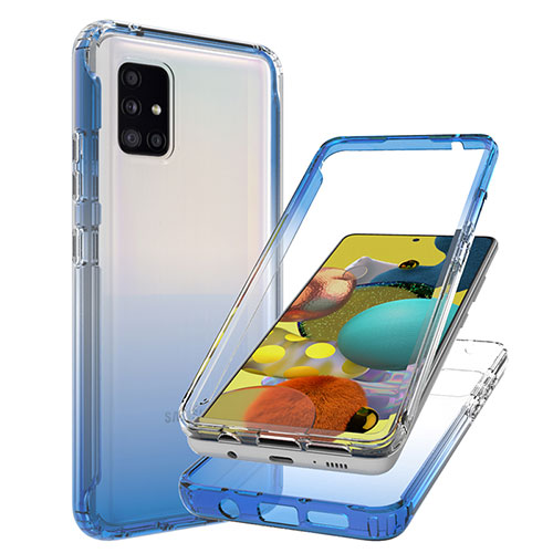 Ultra-thin Transparent Gel Gradient Soft Matte Finish Front and Back Case 360 Degrees Cover JX1 for Samsung Galaxy A51 4G Blue