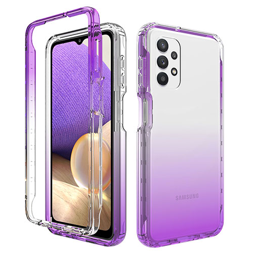 Ultra-thin Transparent Gel Gradient Soft Matte Finish Front and Back Case 360 Degrees Cover JX1 for Samsung Galaxy M32 5G Purple