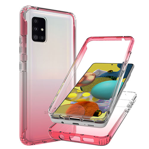 Ultra-thin Transparent Gel Gradient Soft Matte Finish Front and Back Case 360 Degrees Cover JX1 for Samsung Galaxy M40S Red