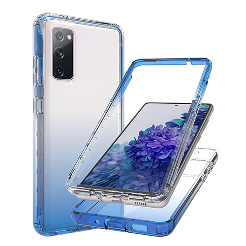 Ultra-thin Transparent Gel Gradient Soft Matte Finish Front and Back Case 360 Degrees Cover JX1 for Samsung Galaxy S20 FE (2022) 5G Blue