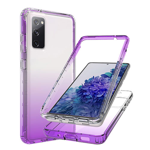 Ultra-thin Transparent Gel Gradient Soft Matte Finish Front and Back Case 360 Degrees Cover JX1 for Samsung Galaxy S20 FE (2022) 5G Purple