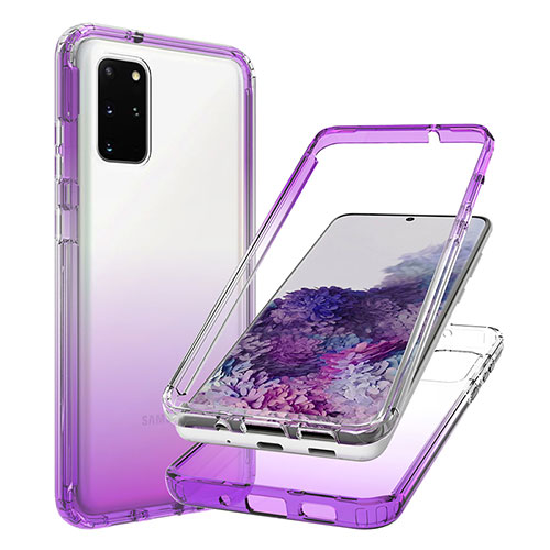 Ultra-thin Transparent Gel Gradient Soft Matte Finish Front and Back Case 360 Degrees Cover JX1 for Samsung Galaxy S20 Plus 5G Purple