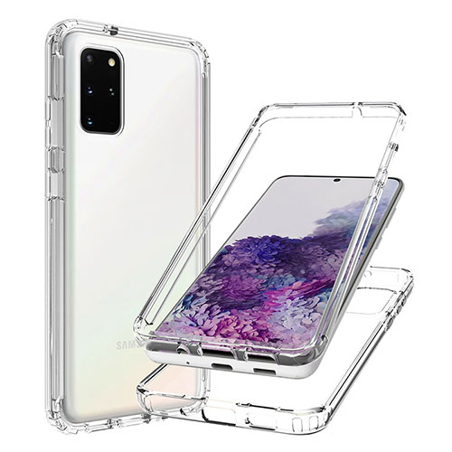 Ultra-thin Transparent Gel Gradient Soft Matte Finish Front and Back Case 360 Degrees Cover JX1 for Samsung Galaxy S20 Plus Clear