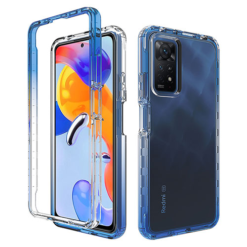 Ultra-thin Transparent Gel Gradient Soft Matte Finish Front and Back Case 360 Degrees Cover JX1 for Xiaomi Redmi Note 11 Pro 4G Blue