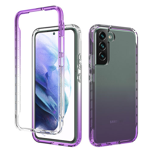 Ultra-thin Transparent Gel Gradient Soft Matte Finish Front and Back Case 360 Degrees Cover M01 for Samsung Galaxy S22 5G Purple