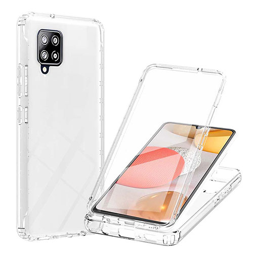 Ultra-thin Transparent Gel Gradient Soft Matte Finish Front and Back Case 360 Degrees Cover YB1 for Samsung Galaxy A42 5G Clear