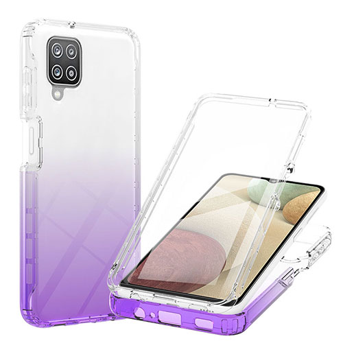 Ultra-thin Transparent Gel Gradient Soft Matte Finish Front and Back Case 360 Degrees Cover YB1 for Samsung Galaxy F12 Purple