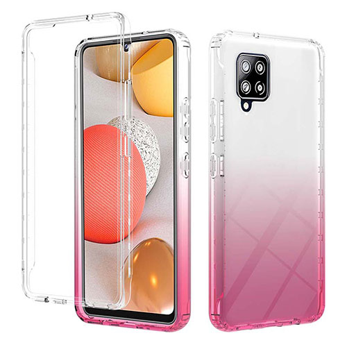 Ultra-thin Transparent Gel Gradient Soft Matte Finish Front and Back Case 360 Degrees Cover YB2 for Samsung Galaxy A42 5G Pink