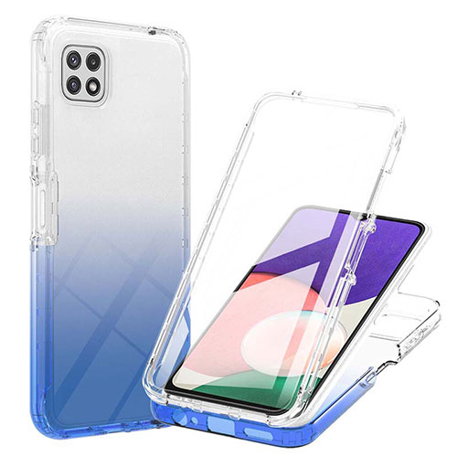 Ultra-thin Transparent Gel Gradient Soft Matte Finish Front and Back Case 360 Degrees Cover ZJ1 for Samsung Galaxy F42 5G Blue