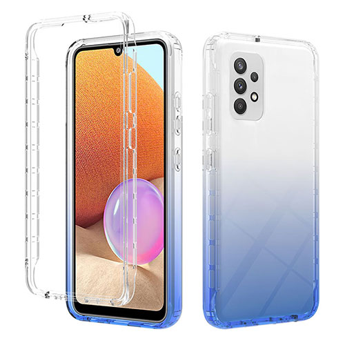 Ultra-thin Transparent Gel Gradient Soft Matte Finish Front and Back Case 360 Degrees Cover ZJ2 for Samsung Galaxy A32 5G Blue