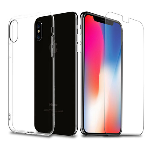 Ultra-thin Transparent Gel Soft Case with Screen Protector for Apple iPhone Xs Clear