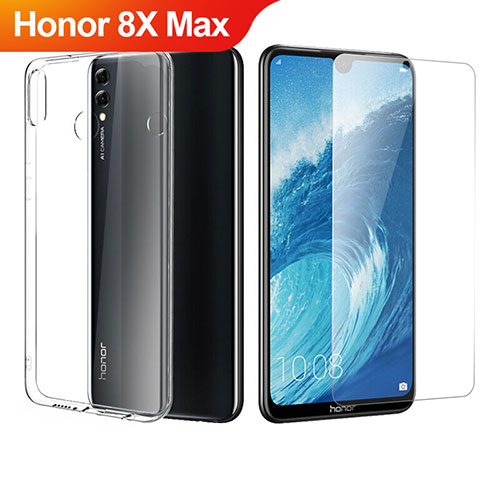 Ultra-thin Transparent Gel Soft Case with Screen Protector for Huawei Honor 8X Max Clear