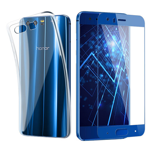 Ultra-thin Transparent Gel Soft Case with Screen Protector for Huawei Honor 9 Premium Blue