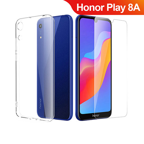 Ultra-thin Transparent Gel Soft Case with Screen Protector for Huawei Honor Play 8A Clear