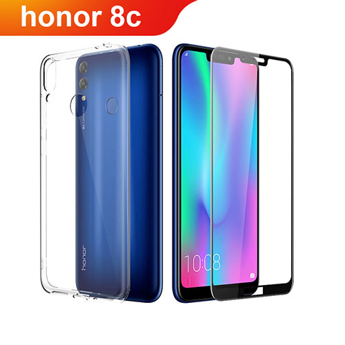 Ultra-thin Transparent Gel Soft Case with Screen Protector for Huawei Honor Play 8C Clear