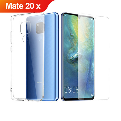 Ultra-thin Transparent Gel Soft Case with Screen Protector for Huawei Mate 20 X Clear