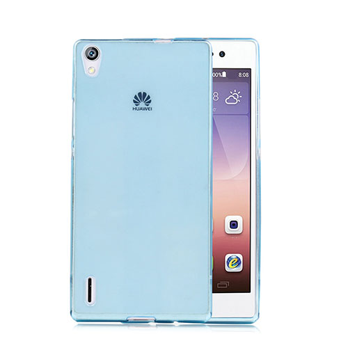 Ultra-thin Transparent Gel Soft Cover for Huawei Ascend P7 Blue