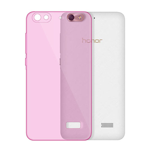 Ultra-thin Transparent Gel Soft Cover for Huawei Honor 4C Pink