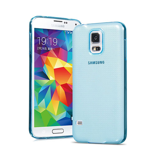 Ultra-thin Transparent Gel Soft Cover for Samsung Galaxy S5 G900F G903F Blue