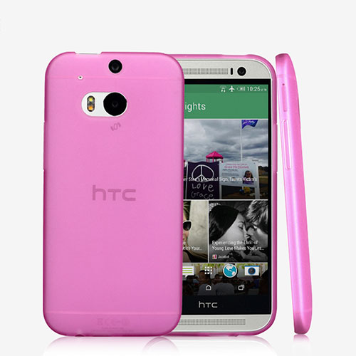 Ultra-thin Transparent Gel Soft Cover T01 for HTC One M8 Pink